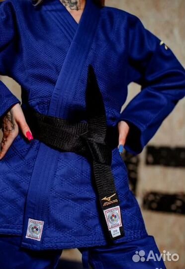Кимоно для дзюдо mizuno синее
