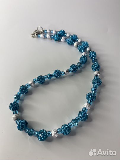 Голубые бусы шамбала 43 см