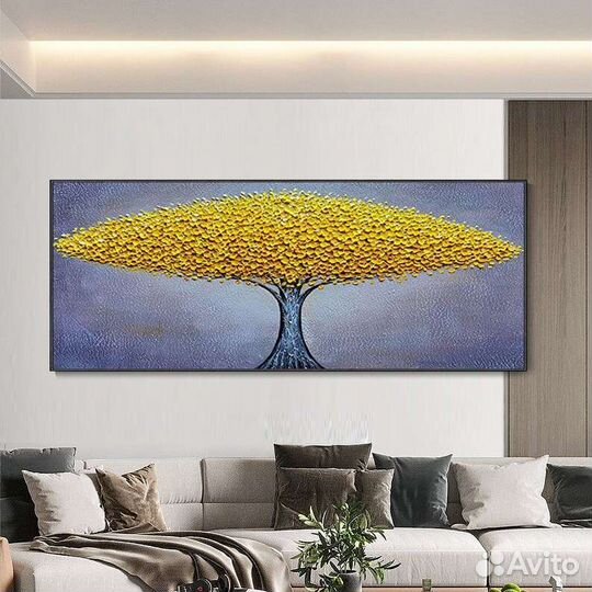 Интерьерная картина маслом дерево