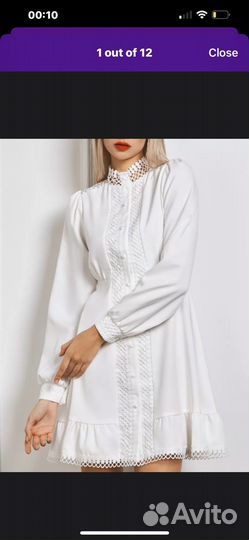 Платье белое с кружевом