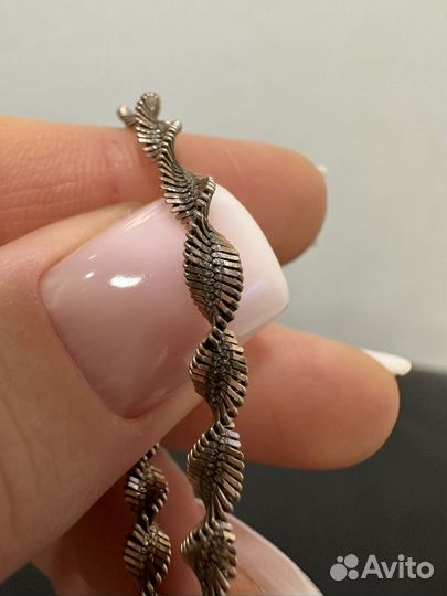 Серебряный браслет с позолотой 18 см
