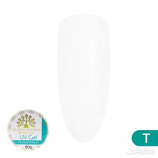 Гель для наращивания ногтей, прозрачный, Global Fa