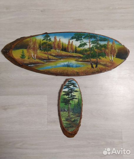 Картина на срезе дерева