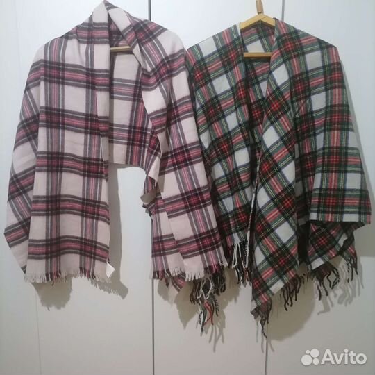 Шарф-палантин COS 100 шерсть клетчатый