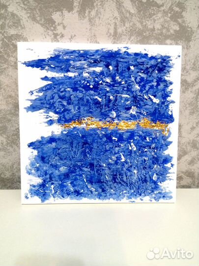 Картина в синих цветах с поталью