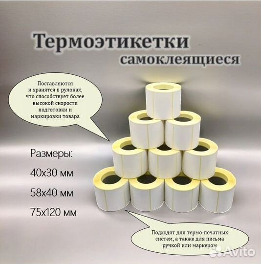 Термоэтикетки/самоклеящиеся для маркетплейсов
