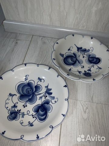 Гжель салатница тарелка 26см (цена за 1 шт)