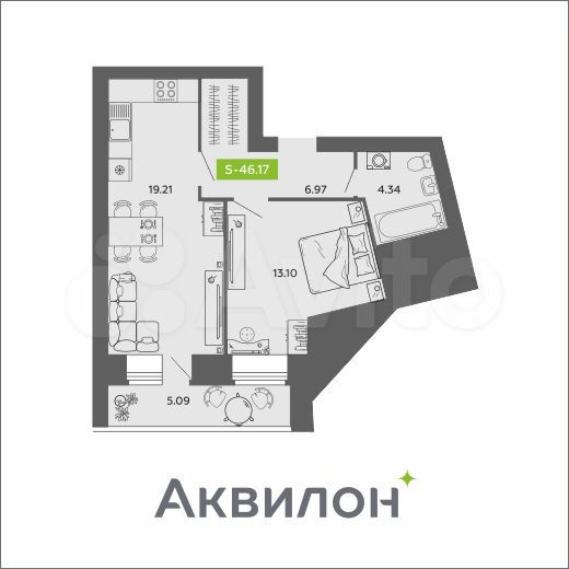 1-к. квартира, 46,2 м², 5/11 эт.