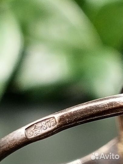 Кольцо серебряное с камнем 875 проба СССР (нчк)
