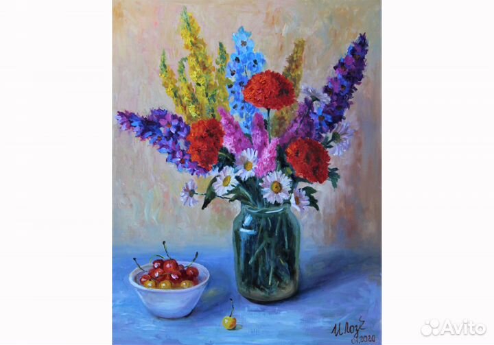 Картина маслом Букет цветов Яркое лето