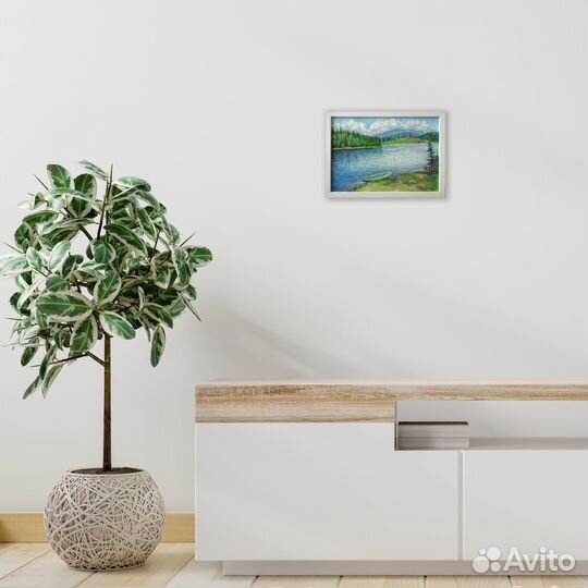 Пейзаж Картина маслом река Лодка