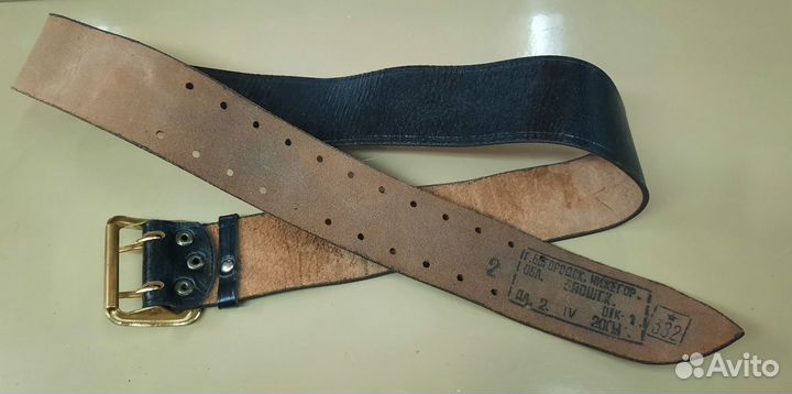 Ремень кожаный брючной уставной широкий армейский