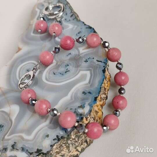 Браслет Родонит, d 8мм