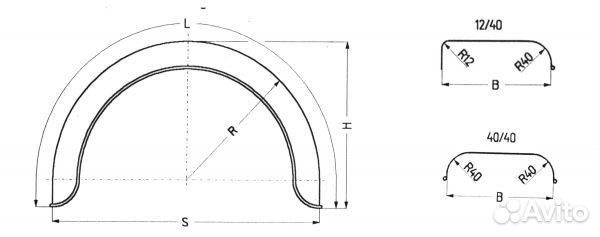 Крыло для прицепа моно оцинкованное 800х415х260 K