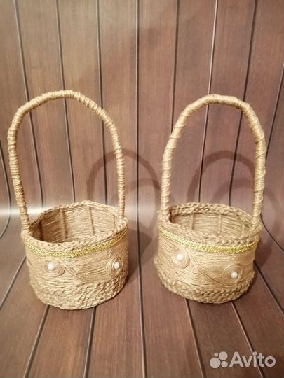 Сувенирные корзиночки из джута