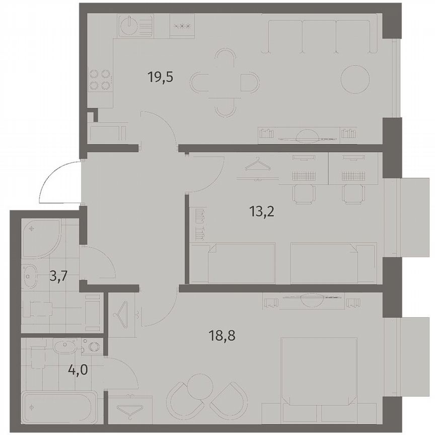 2-к. квартира, 66 м², 4/8 эт.