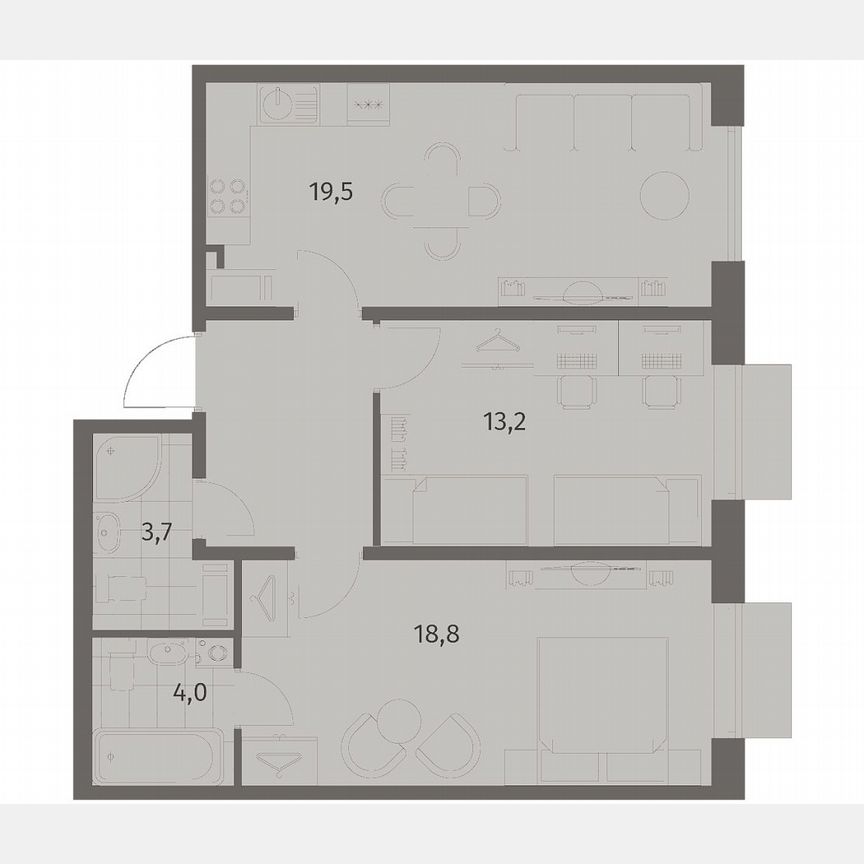 2-к. квартира, 66 м², 4/8 эт.