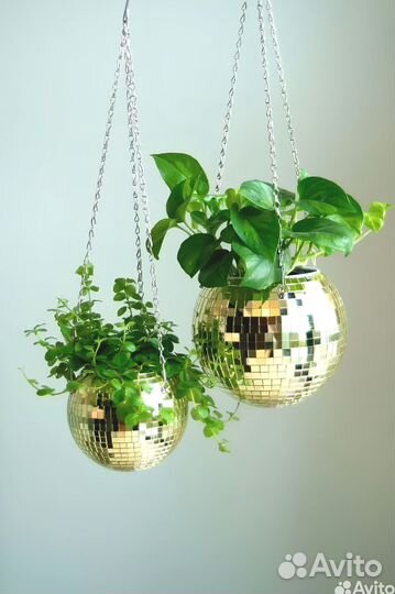 Кашпо из диско шара / кашпо из зеркальной мозаики