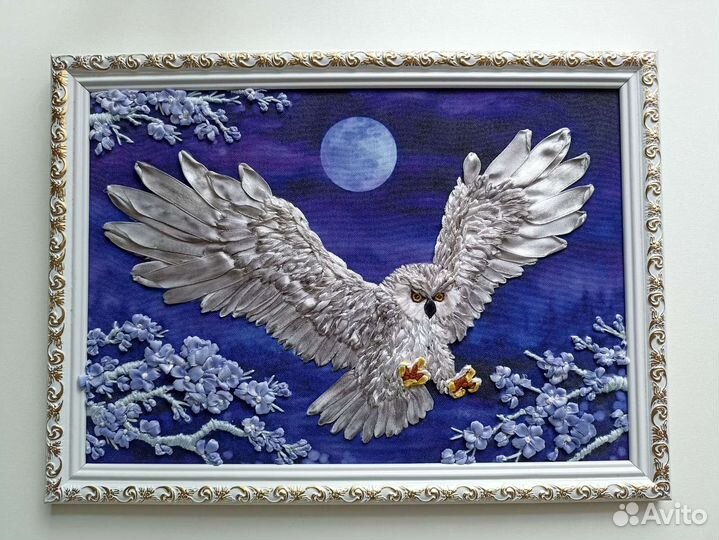 Картина из атласных лент. Ручная работа