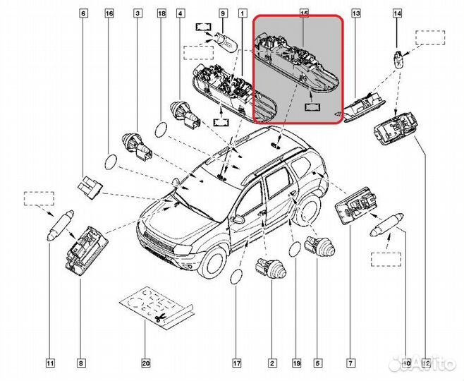 Плафон подсветки салона Renault Duster H4M 2018