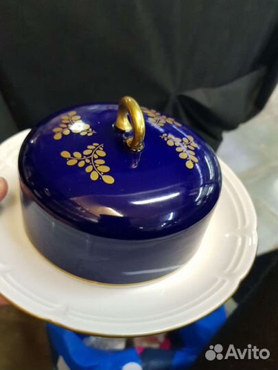 Масленка кобальт фарфор ваймар германия Weimar