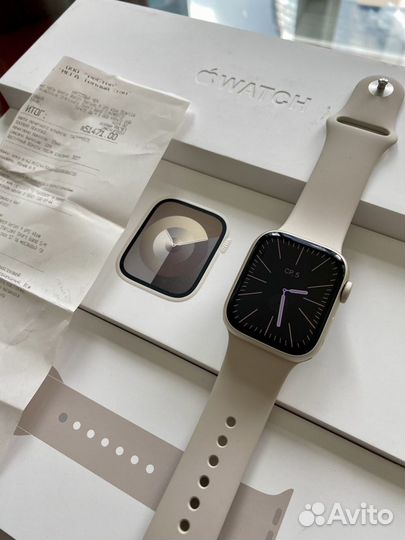 Часы apple watch 9 41 mm starlight (как новые)