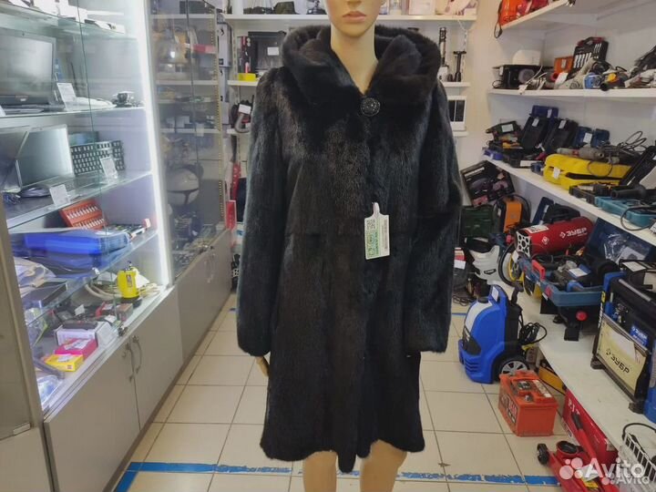 Шуба норковая 42-44р длинная с капюшоном