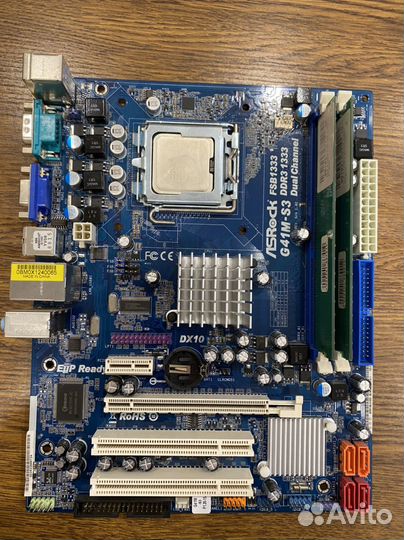 Материнская плата lga 775 с процессором и памятью