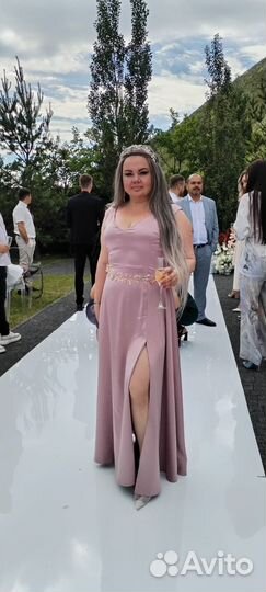 Вечернее платье в пол пыльная роза