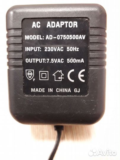 Трансформаторный адаптер блок питания 12V,9V,7.5V