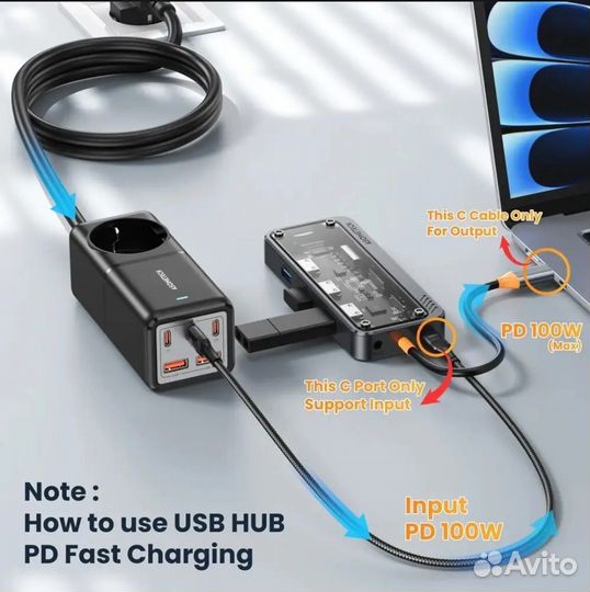 Usb type-c hub Asomech SW10V-PRO 10-in-1