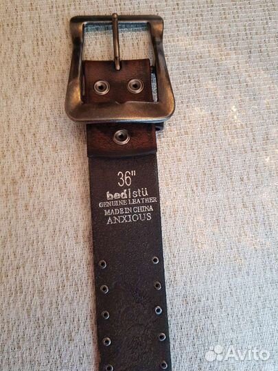 Кожаный тёмно-коричневый ковбойский ремень