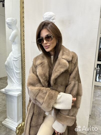Шуба из норки бежевая 42-58 размер