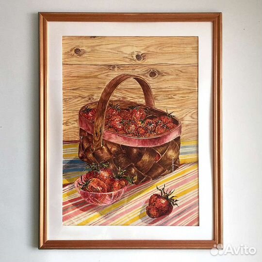 Летняя акварель в раме 30х40