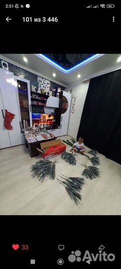 Елка искусственная 210бу+ все игрушки+гирлянда