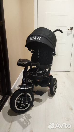 Детский трехколесный велосипед коляска BMW