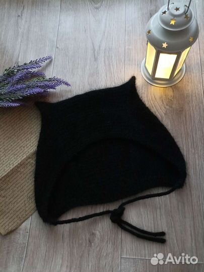 Чепчик женский с ушками,чепец,котошапка