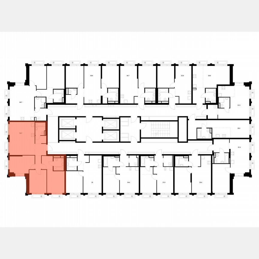 3-к. квартира, 74,7 м², 6/32 эт.