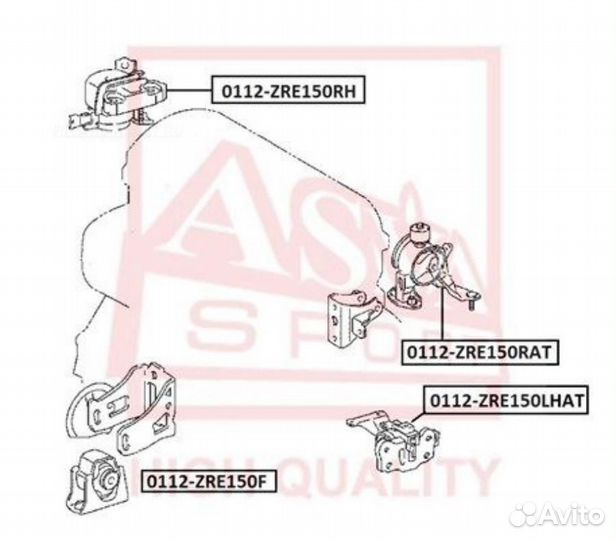 Asva 0112-ZRE150RAT Подушка двигателя ат зад прав