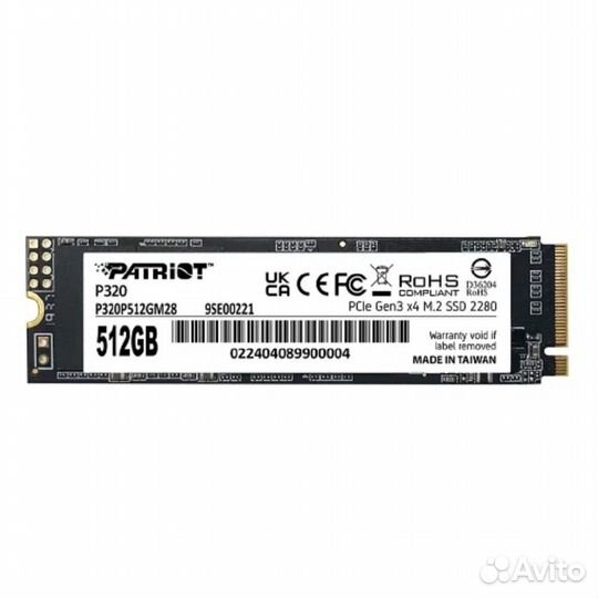 Накопитель SSD Patriot PCIe 3.0 x4 512GB P320P512GM28 P320 M.2 2280