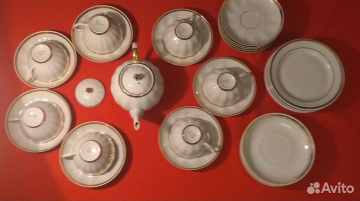 Сервиз чайный Дулево Московский с лентой 1987г