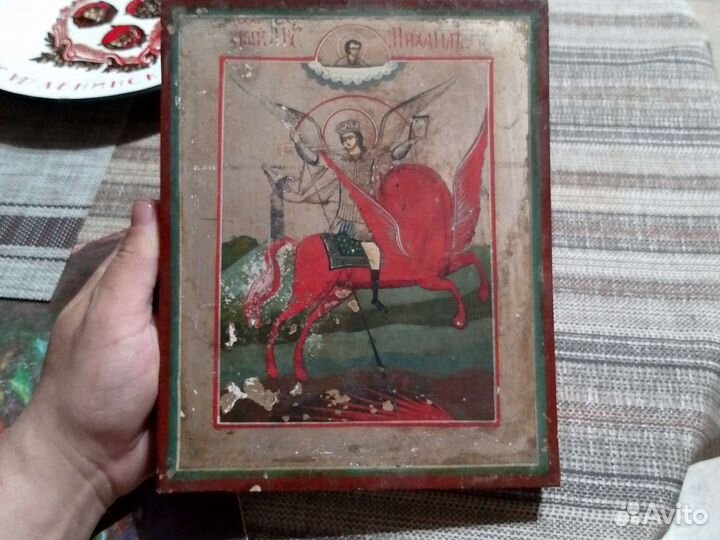 Икона Михаил архистратиг на красном коне, 19 век