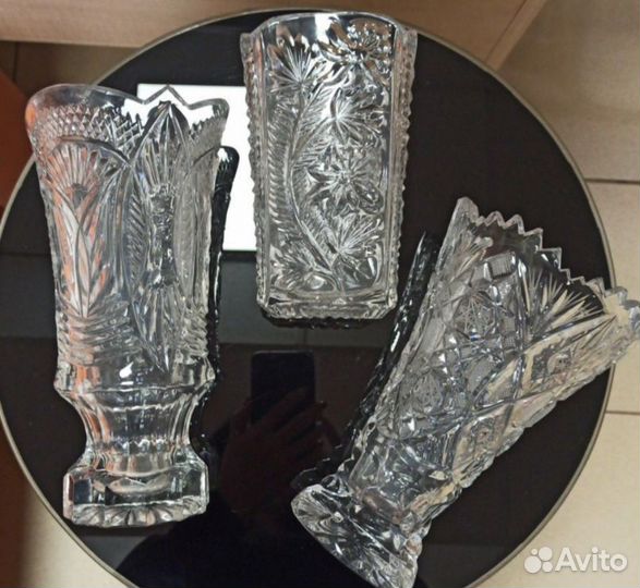 Хрустальная ваза на ножке хрусталь СССР для цветов