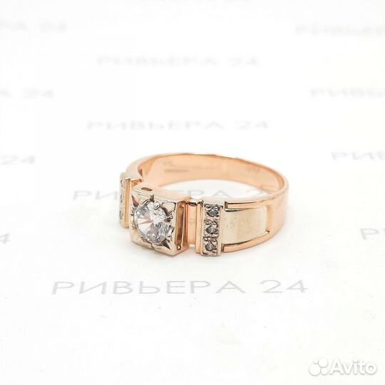 Золотое кольцо печатка с фианитами 585 пробы 4,21