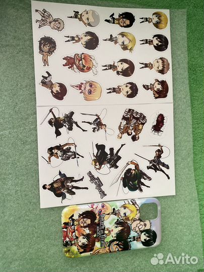 Наклейки + чехол Атака Титанов