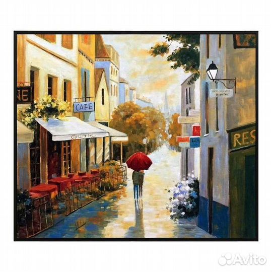 Яркая картина маслом на холсте Городской пейзаж