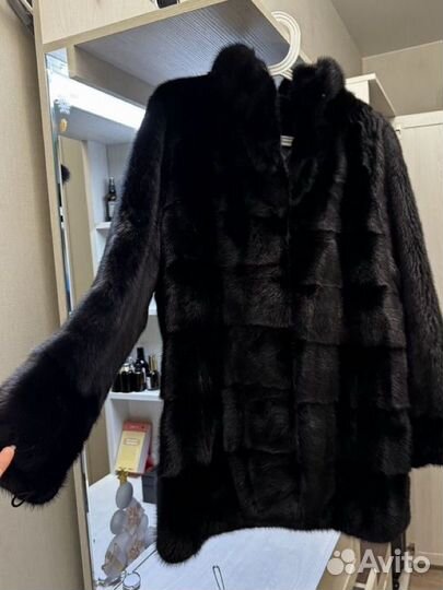 Шуба норковая с капюшоном
