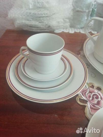 Чайно-кофейный сервиз Кольдиц фарфор из гдр