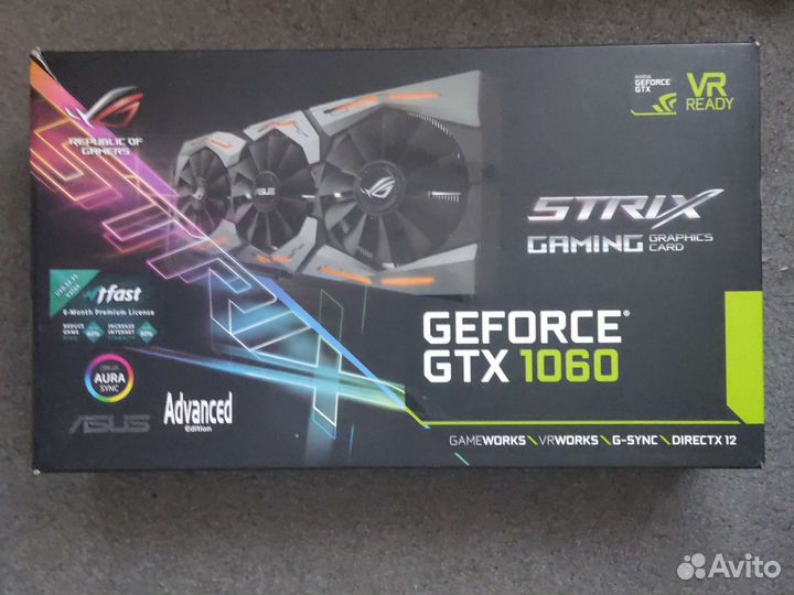 Видеокарта gtx 1060 6gb asus strix