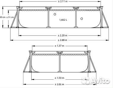 Бассейн каркасный 220х150х60 см